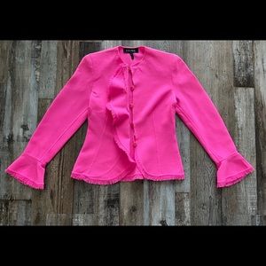 LN ESCADA Hot Pink Virgin Wool Ruffles Blazer 34 4 XS S VERSACE